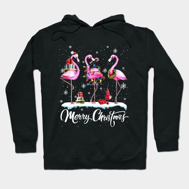 Merry Christmas Flamingo Hoodie by Gadsengarland.Art